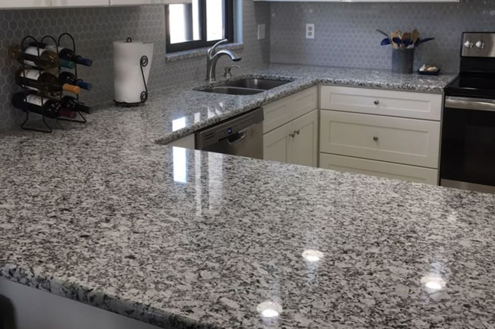 CAD technical drawing for L-shaped kitchen countertop layout